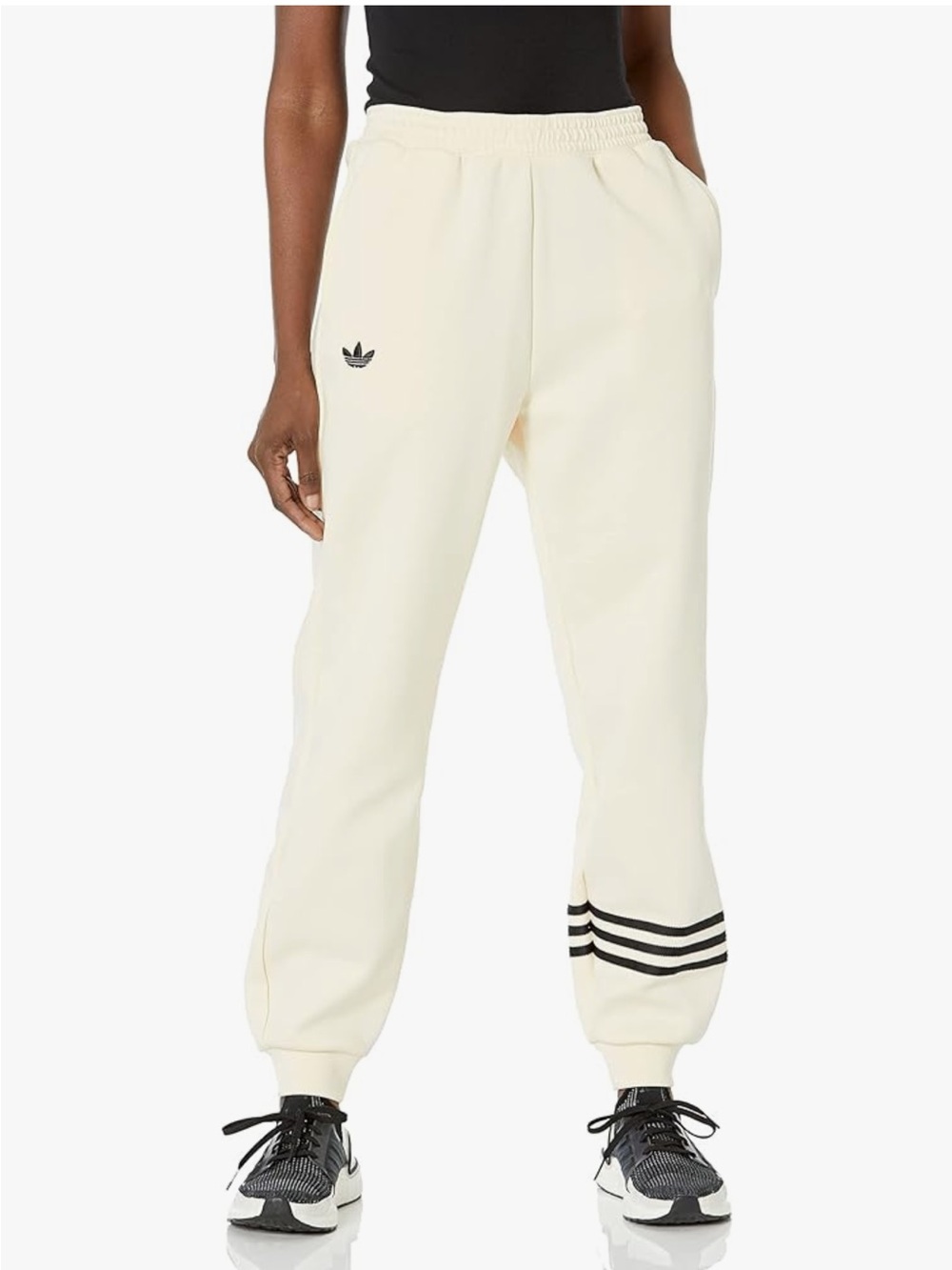 adidas Cream Jogger Pants with Black Stripes 92  graphic large